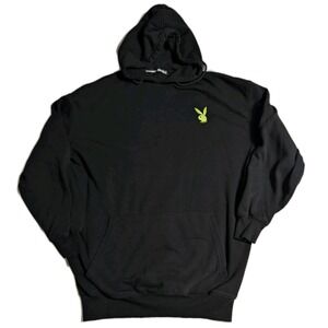 Playboy x Missguided Hoodie Black Neon Green Bunny Logo Women's US 4 UK 8